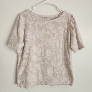 LOFT Women's Light Pink Textured Floral Blouse